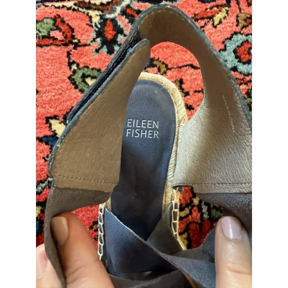 Eileen Fisher Women's 8.5 Willow Espadrilles sandals wedges nubuck leather Shoes